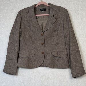 Giorgio Sant Angelo Taupe Paisley Textured Blazer with Flower Buttons‎ Gorgeous!